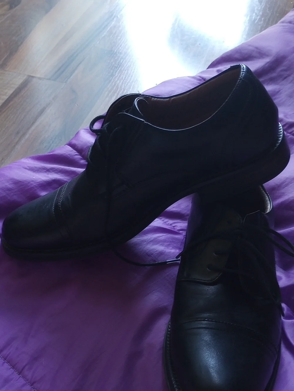 George Black Leather Cap-Toe Derby Shoes